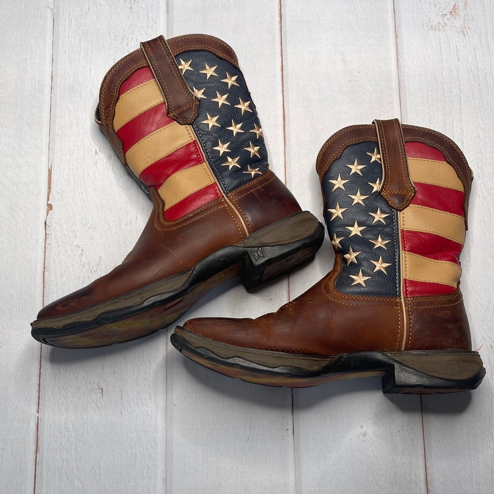 Durango 9 Cowboy Boots Flag Patriotic Ladies Square Toe 10 Inch Western Rodeo - Picture 9 of 15